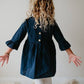 Kids Navy Blue Ruffle Long Sleeve Shirt With Buttons