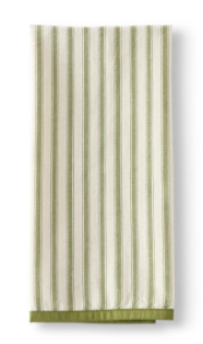 28" Jute Trim Green & Cream Striped Cotton Towel