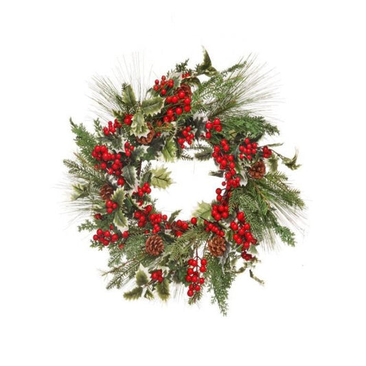 wp BERRY/VARIGATED HOLLY/SPRUCE WREATH