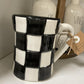 Checked bistro mugs