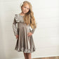 Kids Gray Silver Velvet Ruffle Fancy Christmas Party Dress