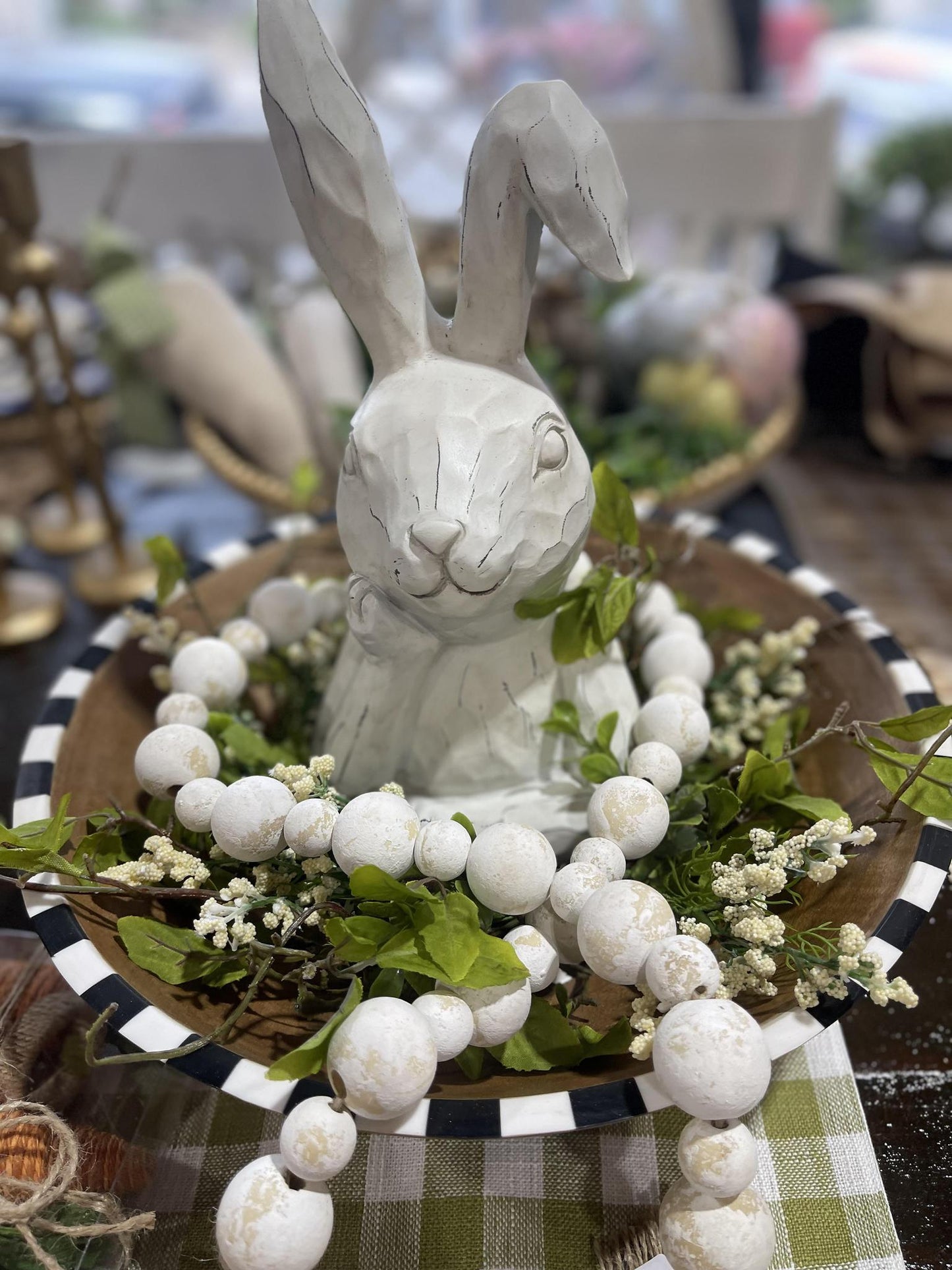 White resin thinking bunny