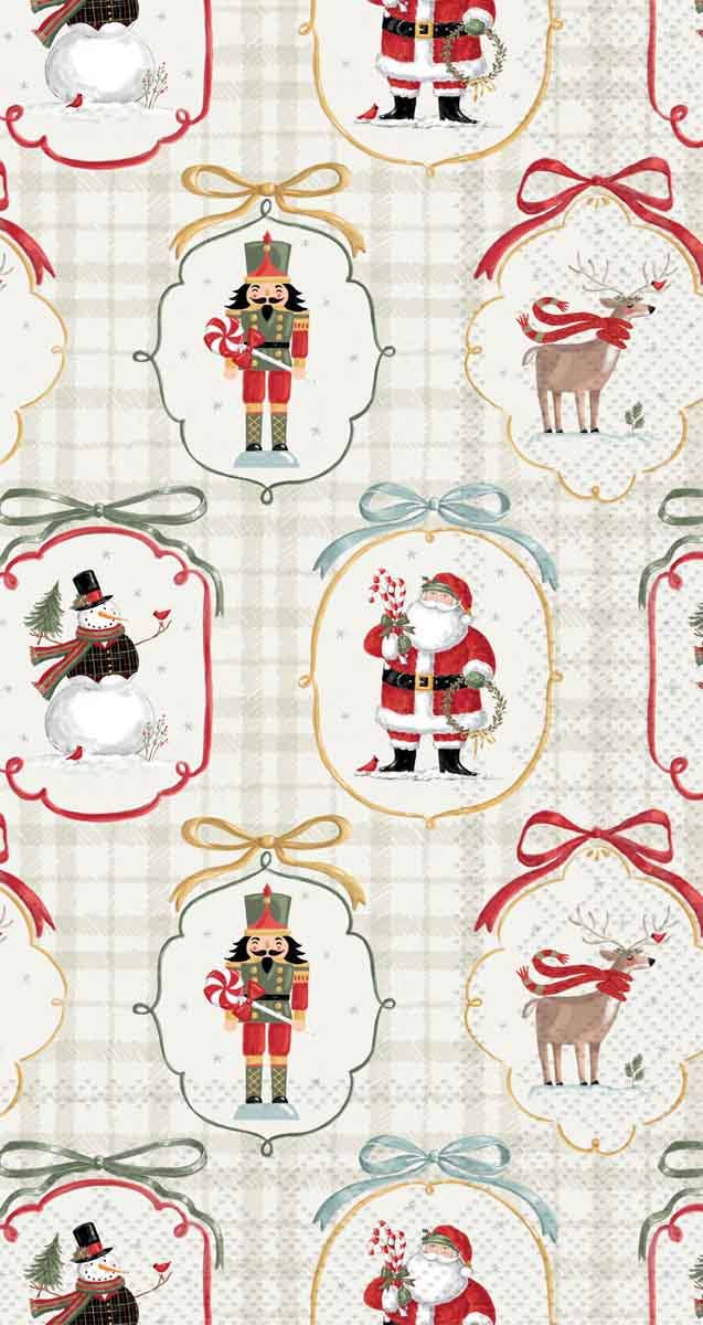 Paper Guest Towel 16 Ct Frosty Cameos Green Christmas