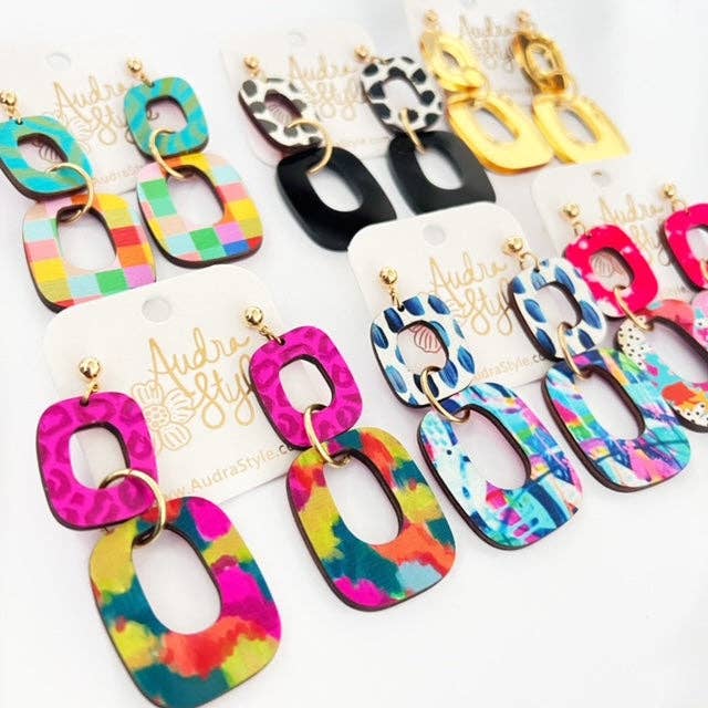 Gold Mirror Link Fall Statement Earring