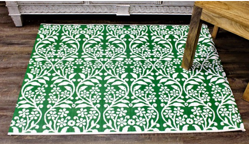 47x35" Bamboo Mat Green Stenciled