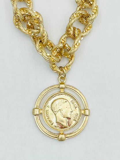 VINTAGE - Twisted Link Coin Bracelet (matte gold) BR300