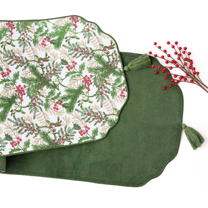 Woodland Berry Reversible Velvet Table Runner