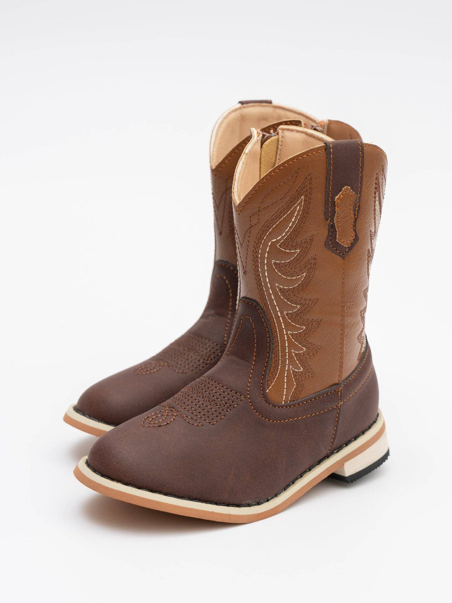 Kids' Unisex Two-Toned Brown Cowboy Boots