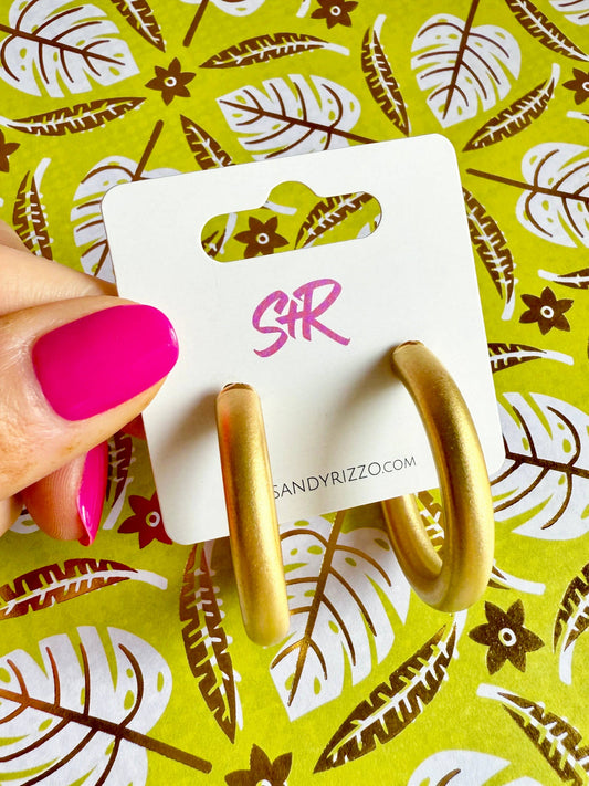 Brushed Gold Hoops