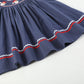 Navy Blue Santa Smocked Bishop Dress