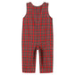 Red Christmas Plaid Santa Sleigh Smocked Overalls