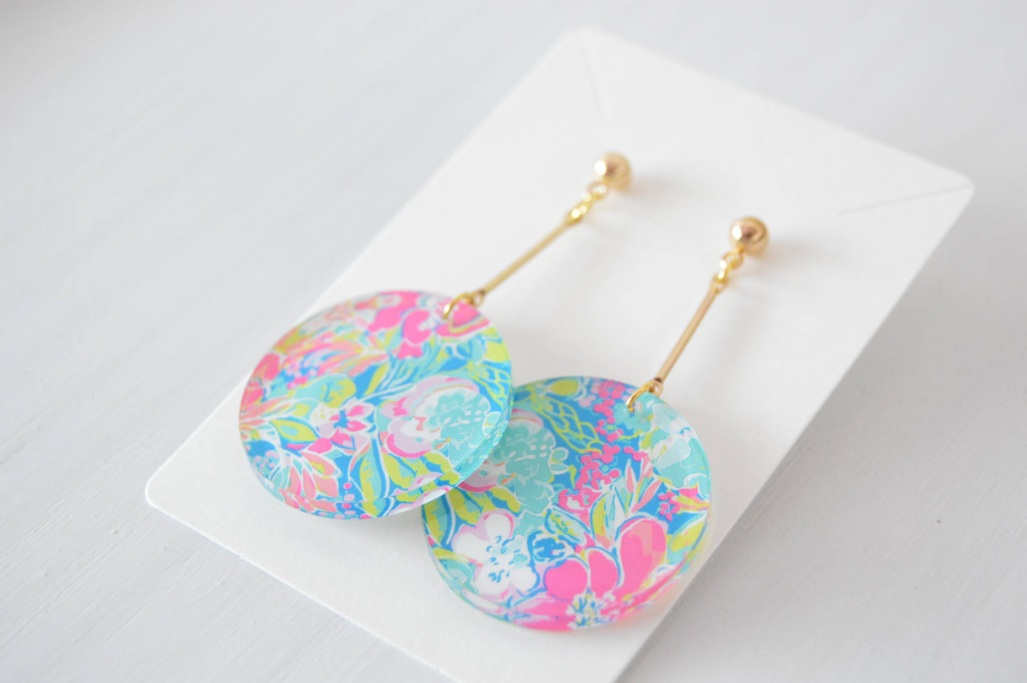 Preppy Earrings, Colorful Circle Earrings, Acrylic Earrings