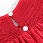 Red Corduroy Mistletoe Smocked Bishop Dress