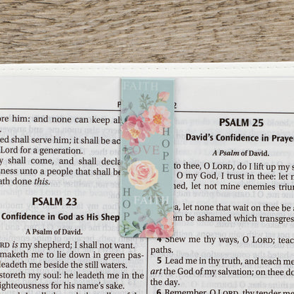 Magnetic Bookmark Set Vintage Floral Faith, Hope, Love
