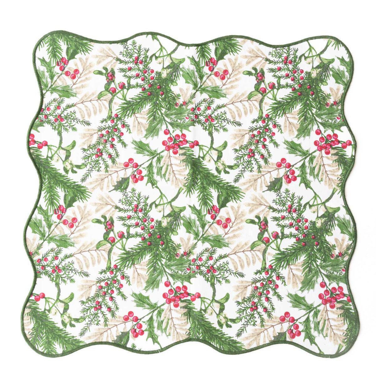 Woodland Berry Scalloped Cotton Dinner Napkins