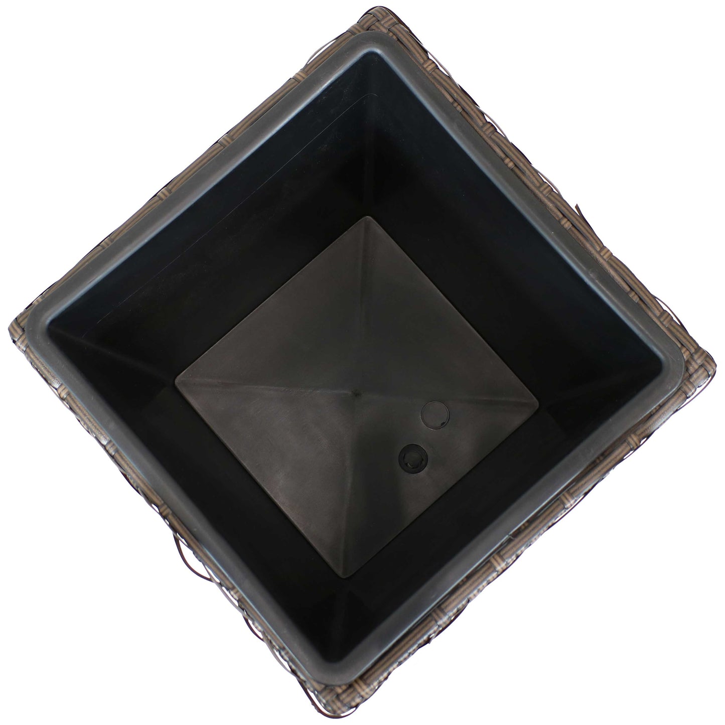 24 in Polyrattan Tall Square Planter - Brown