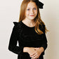 Kids Black Velvet Ruffle Fancy Winter Christmas Party Dress