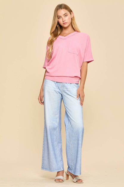 Two Tone Waffle Knit Top