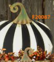 Black and White Striped Pumpkin Yard Decor