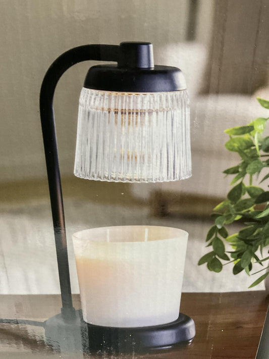 Fluted glass candle warmer lamp black