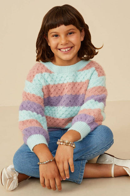 Girls Color Block Chunky Sweater