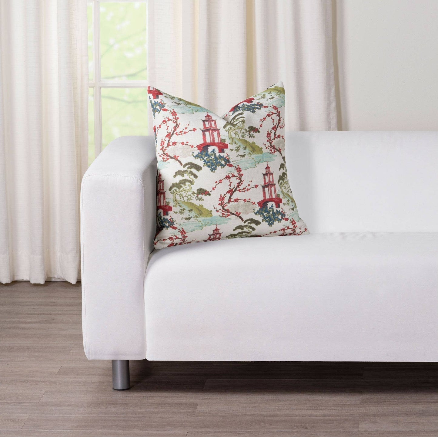 Tranquility Pagoda Print Throw Pillow