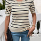Puffy sleeve crew neck color sweater