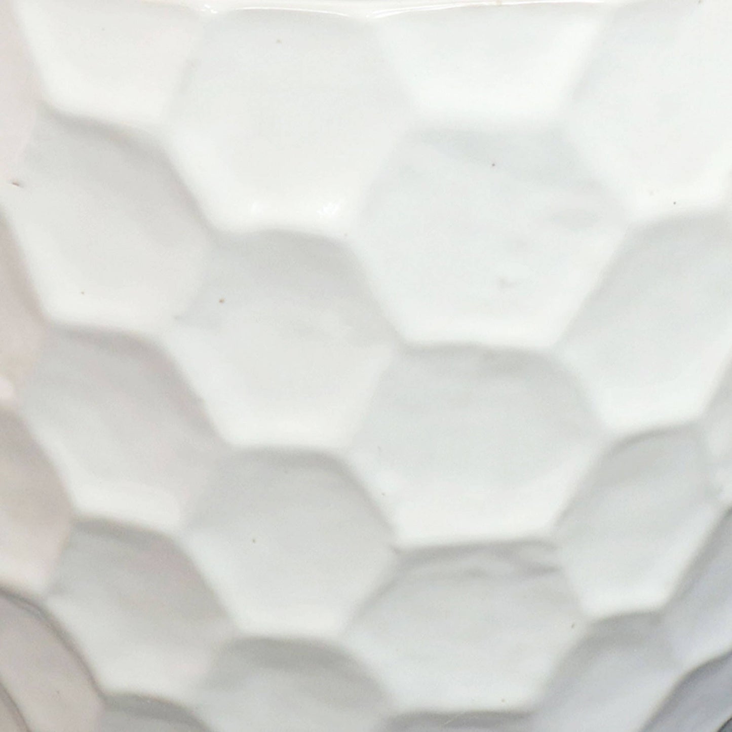 White Honeycomb Pattern Ceramic Planter - 13.5" -