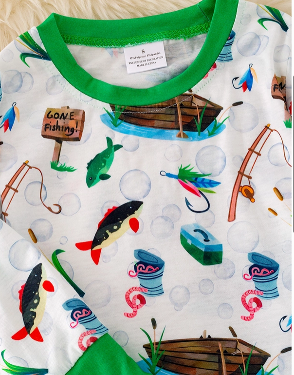 Gone Fishing Boys Printed Pajamas