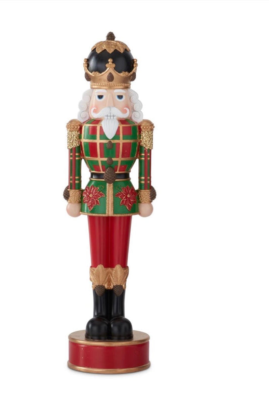 28 Inch Red & Green Plaid Coat Nutcracker