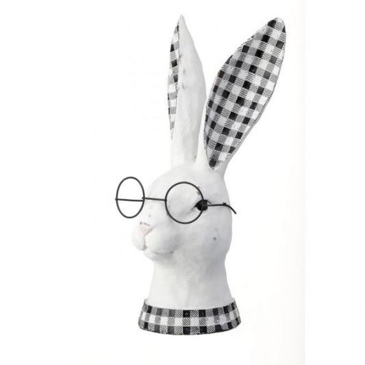 Resin check bunny with glasses