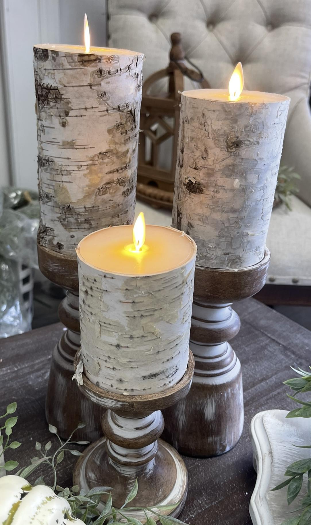 Birch pillar candles