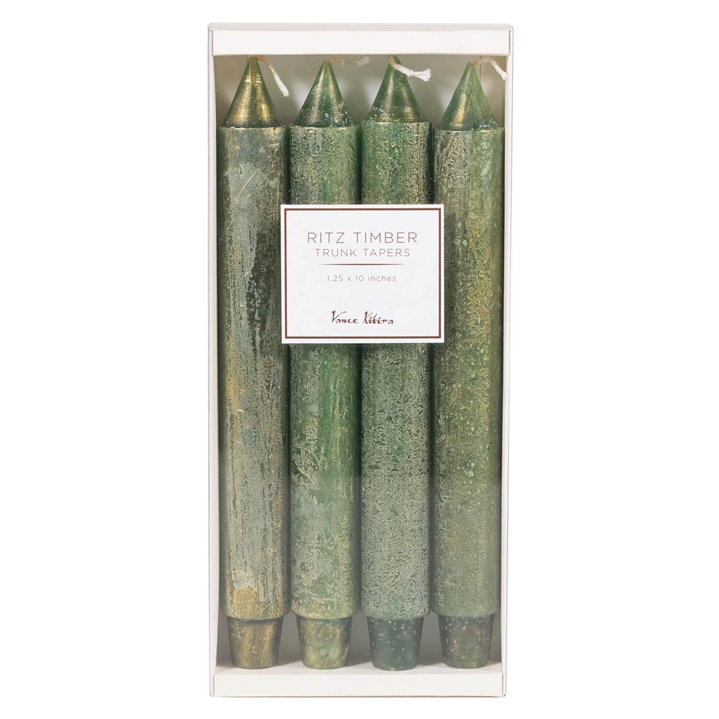 Green glitter gold ritz timber taper candle