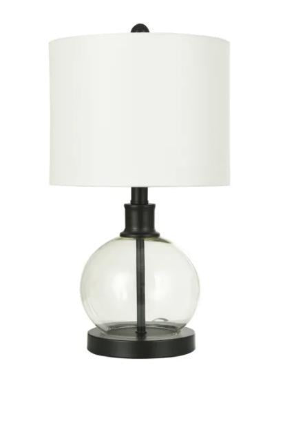 black steel glass table lamp