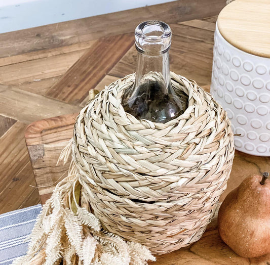 Natural grass weave bottle