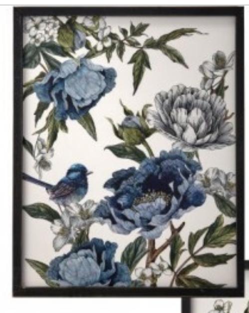 Framed Bird & Peonies Print