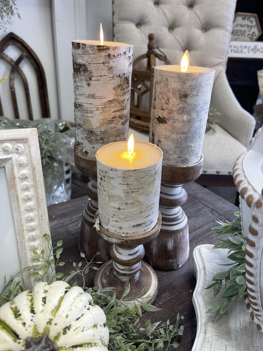 Birch pillar candles