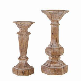 Wood embossed natural candle holder