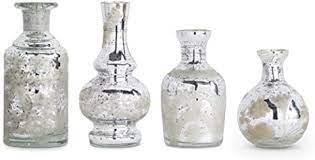 Assorted mini silver mercury glass etched bud vase