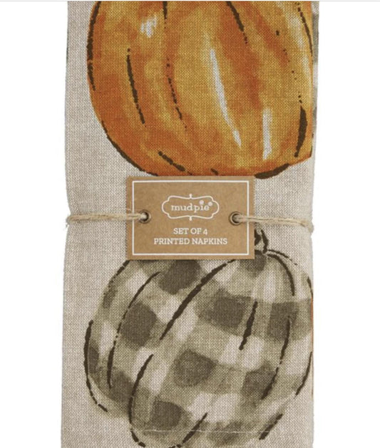 Grey check pumpkin napkin