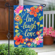 Live laugh love garden burlap flag