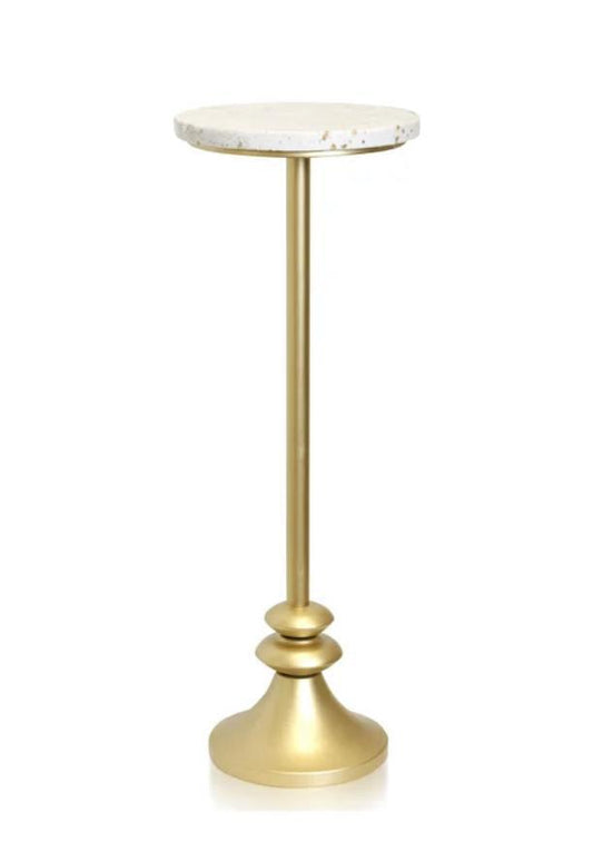 Gold Pedestal Dining Table - White and Gold