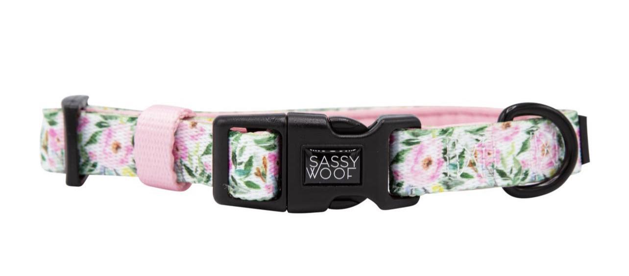 Dog collar pink flower